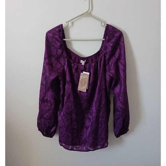 Mason & Belle Tops - Mason & Belle Womens Blouse Top Floral Metallic‎ Long Sleeve Purple Size L